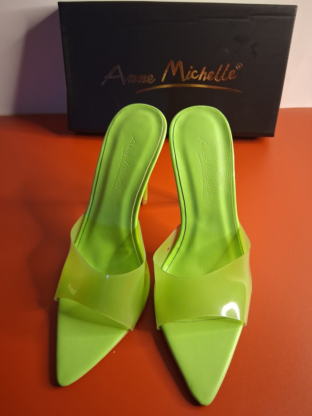 Anne Michelle Lime Green 7, 8 & Size 10 Pointed Toe Slide Mules